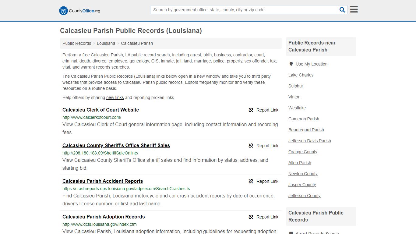 Calcasieu Parish Public Records (Louisiana) - County Office
