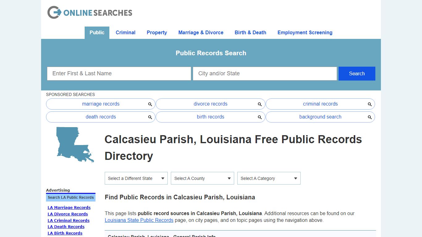 Calcasieu Parish, Louisiana Public Records Directory